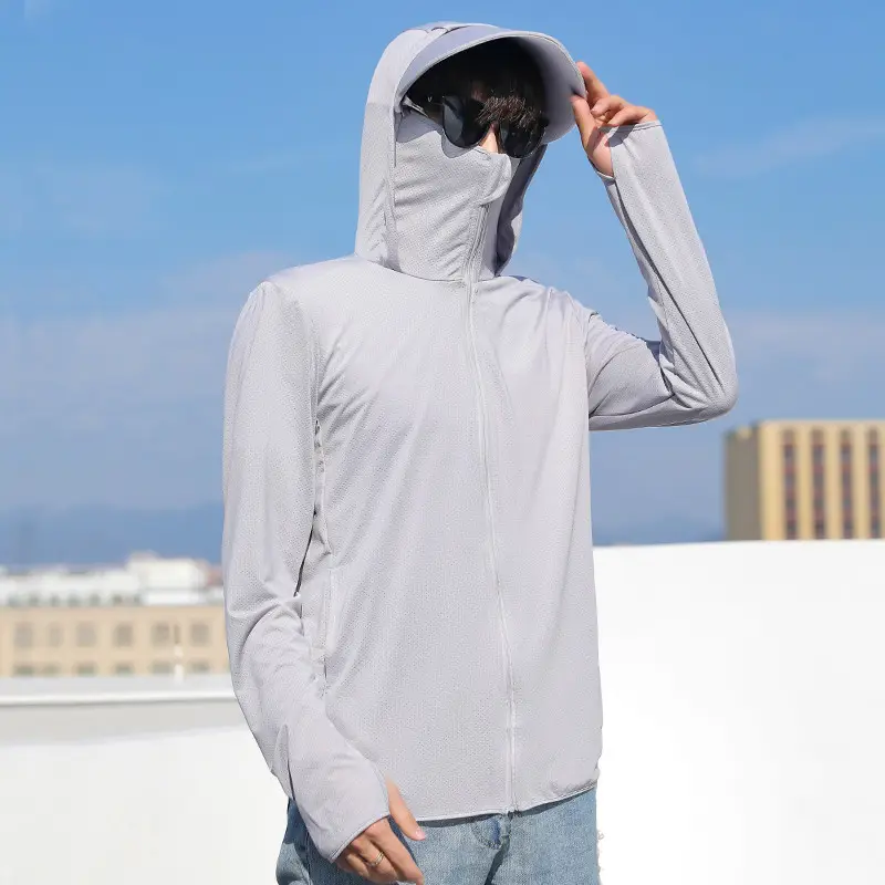 Men's Ultra-Thin Anti-UV Sunscreen Coat Grey - Image 9