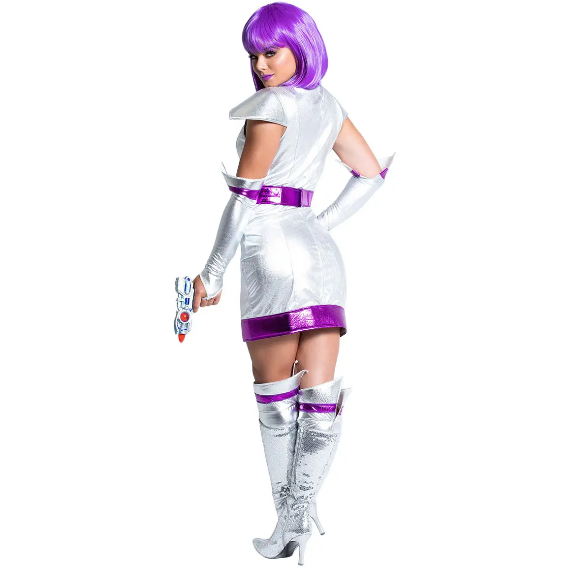 M-XL Sailor Moon Robot Space Suit Party Costume Silver Purple - Image 3