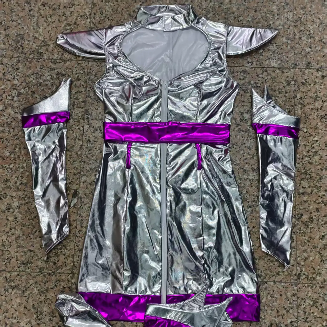 M-XL Sailor Moon Robot Space Suit Party Costume Silver Purple - Image 5