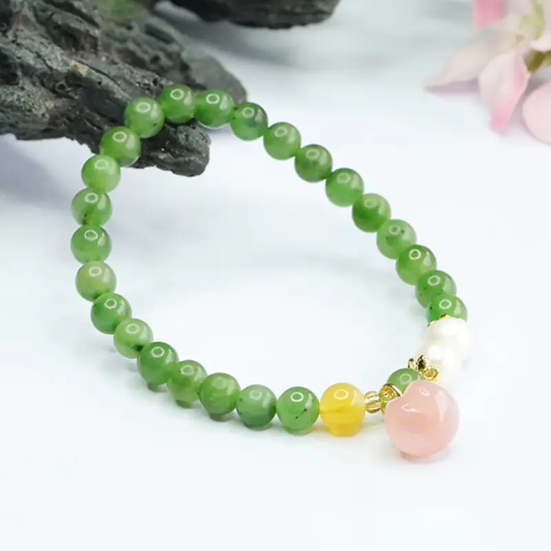 Peach Honey Pearl Jade Jasper Bracelet — feature 11