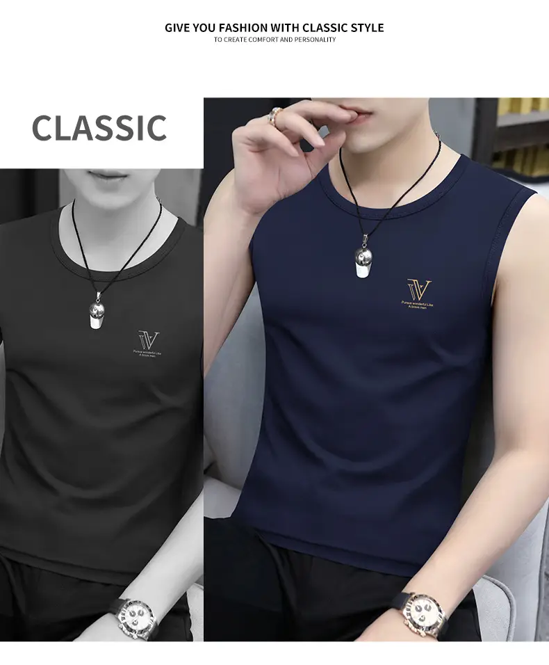 Men's Black Ice Silk Sleeveless Vest with Wide Waistcoat — feature 21