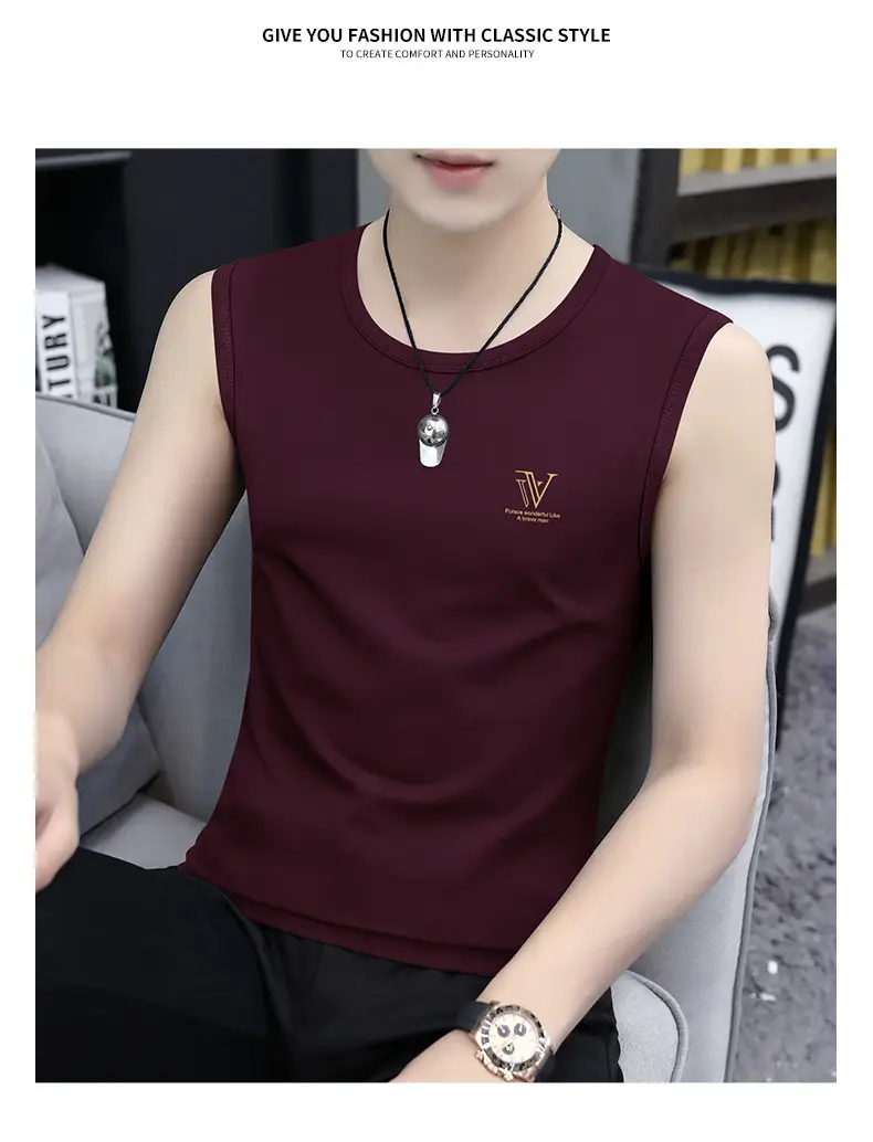 Men's Black Ice Silk Sleeveless Vest with Wide Waistcoat — feature 22