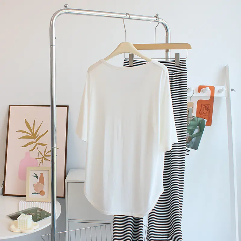 Women Soft Grey T-Shirt Mid Length Modal Summer Arc - Image 8