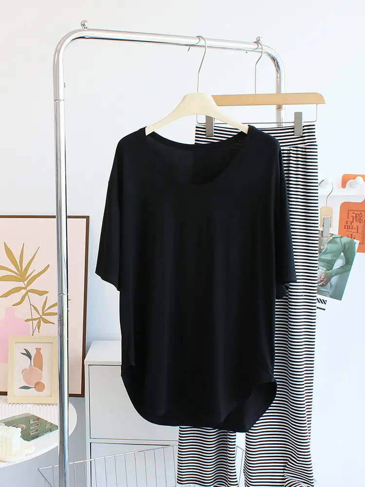Women Soft Grey T-Shirt Mid Length Modal Summer Arc - Image 4