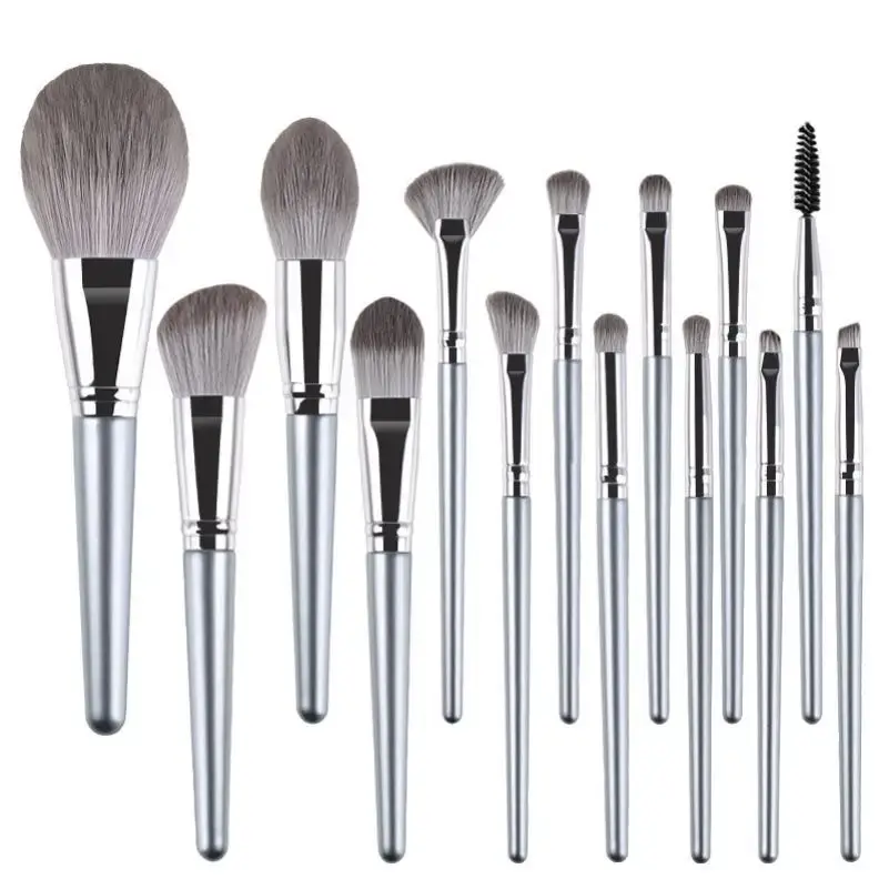 14 Piece Green Makeup Brush Set for Beginners