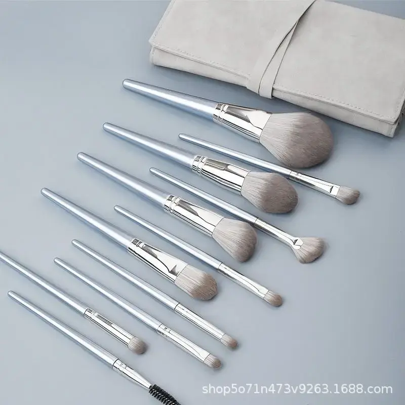 14 Piece Green Makeup Brush Set for Beginners