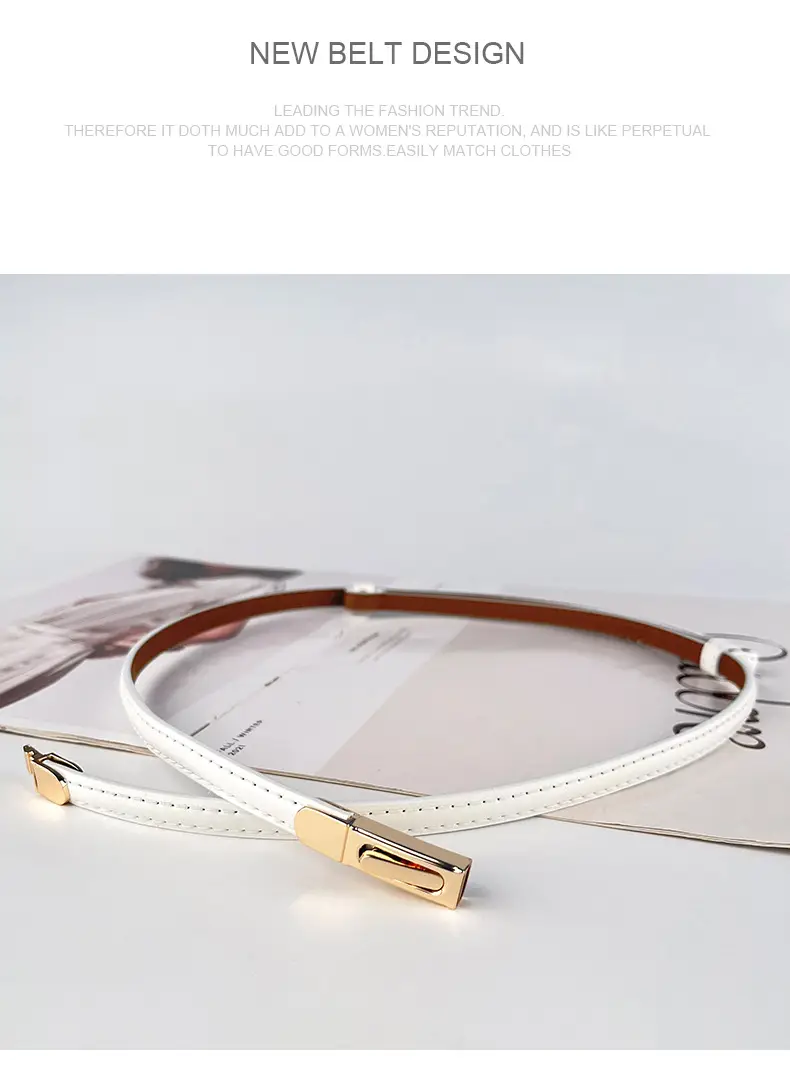 White Leather Belt for Women Thin Crossbody — feature 10