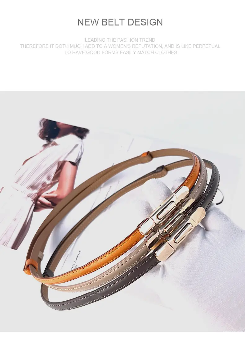 White Leather Belt for Women Thin Crossbody — feature 12