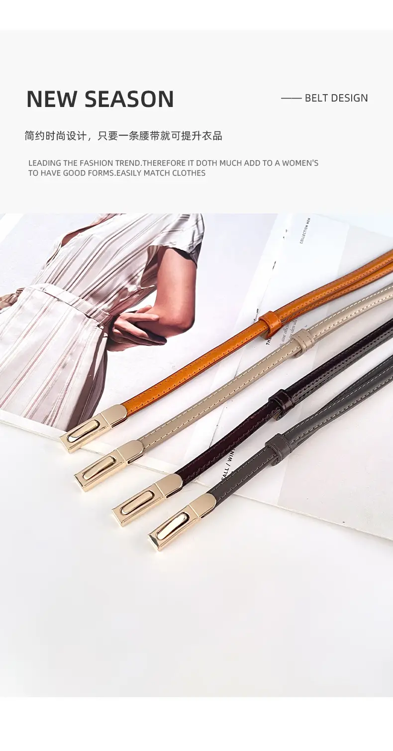 White Leather Belt for Women Thin Crossbody — feature 4