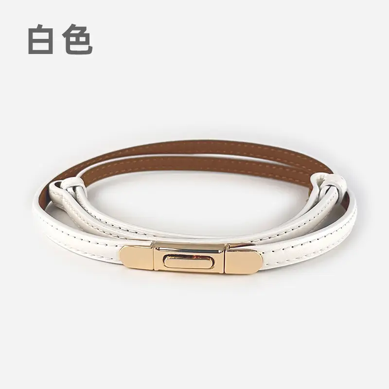 White Leather Belt for Women Thin Crossbody