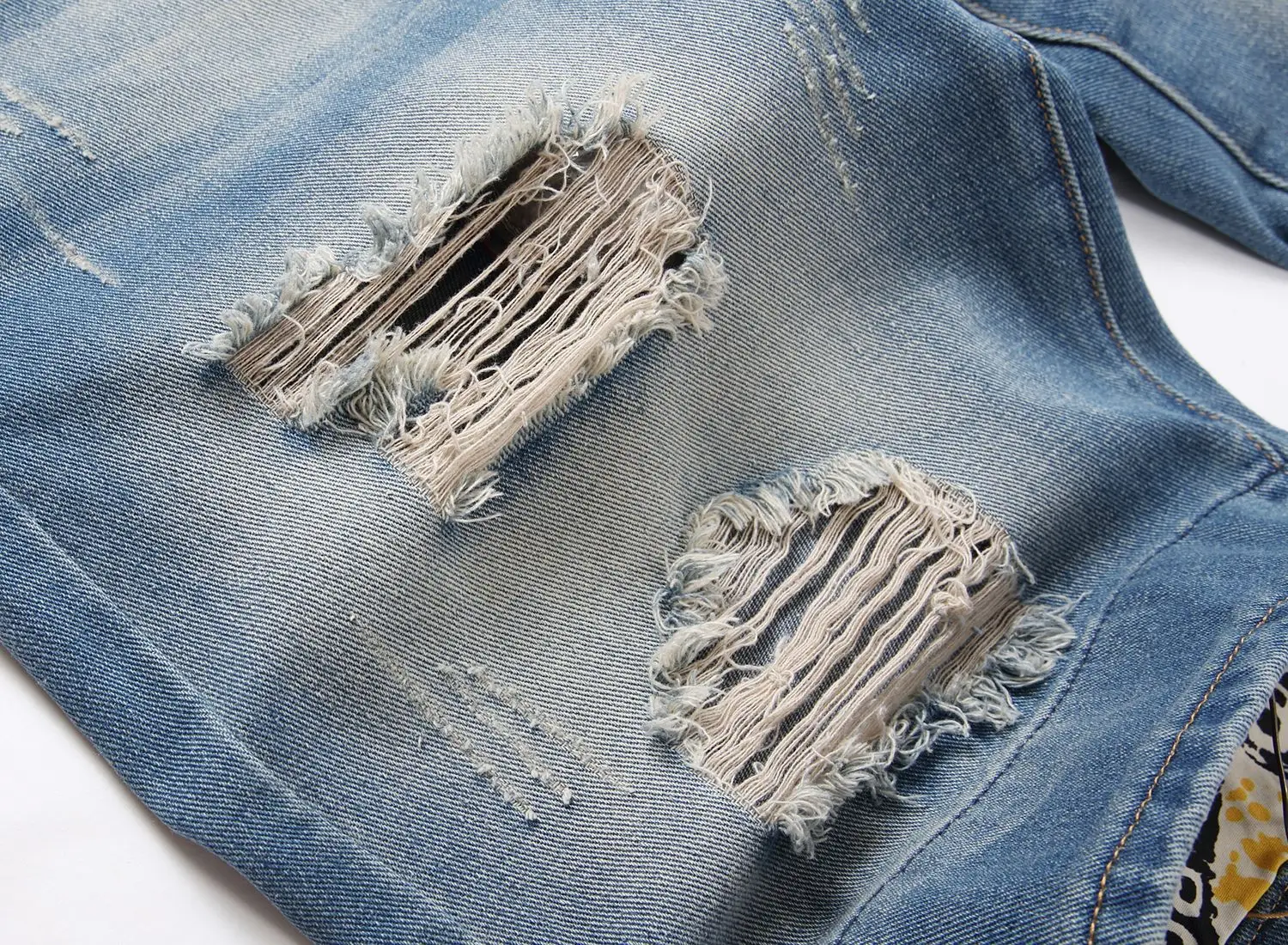 Rapped Men's Blue Denim Shorts Mid Waist Straight Cut