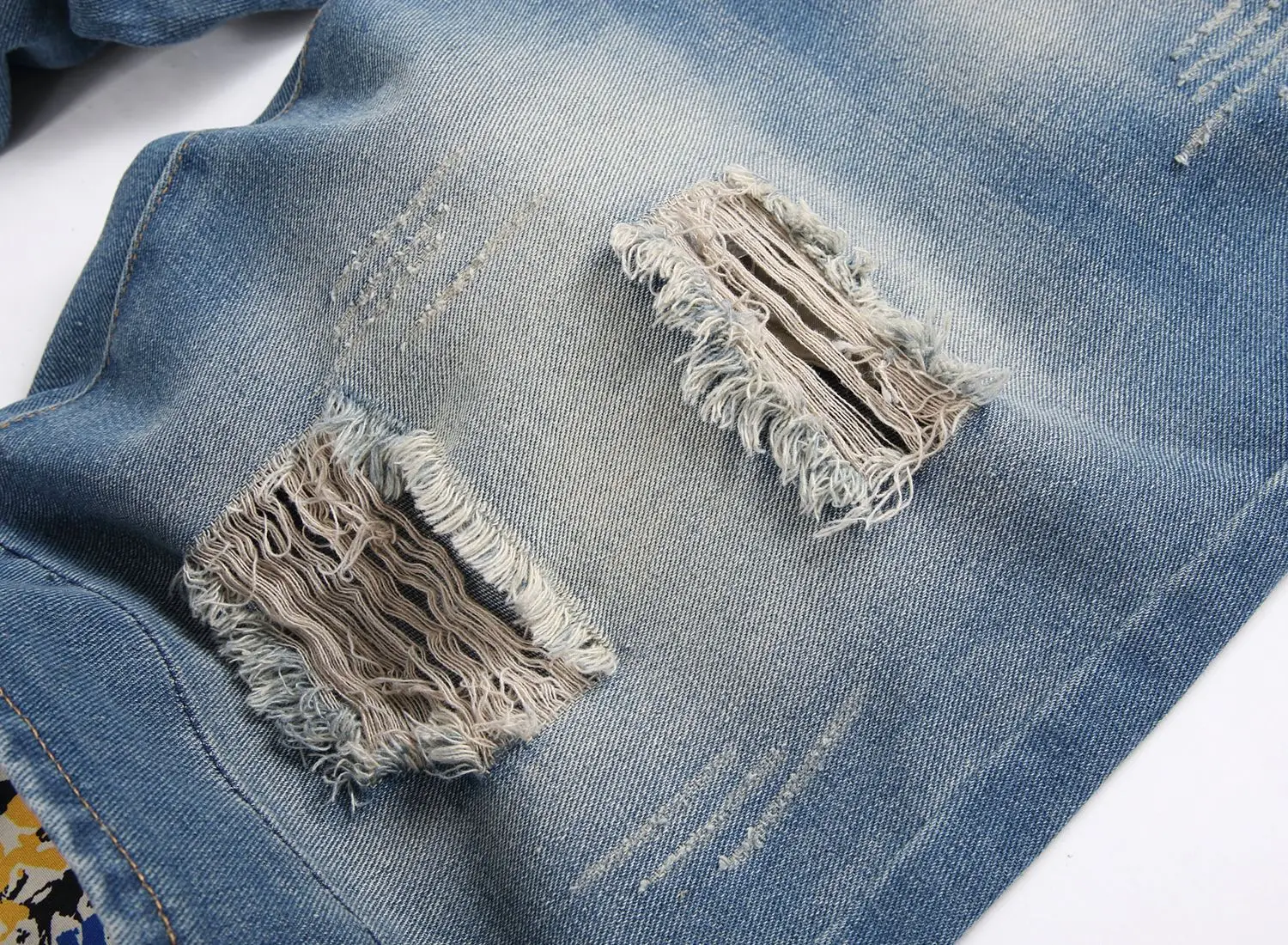 Rapped Men's Blue Denim Shorts Mid Waist Straight Cut — feature 7