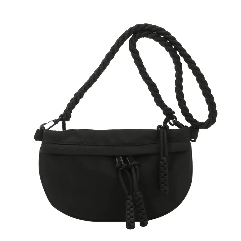 Women's Cream Rope Chest Bag with Tassel Drawstring - Image 9