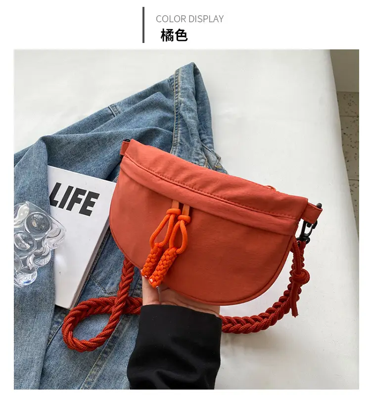 Women's Cream Rope Chest Bag with Tassel Drawstring — feature 10