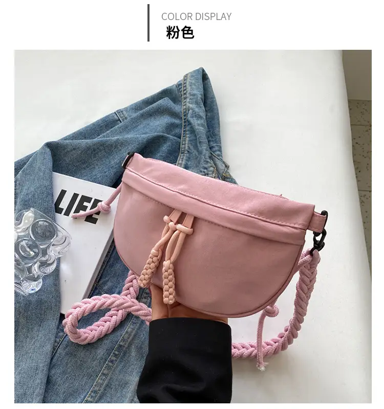 Women's Cream Rope Chest Bag with Tassel Drawstring — feature 11
