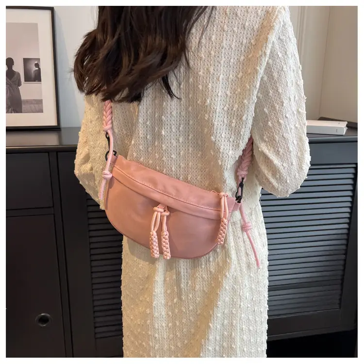 Women's Cream Rope Chest Bag with Tassel Drawstring — feature 22