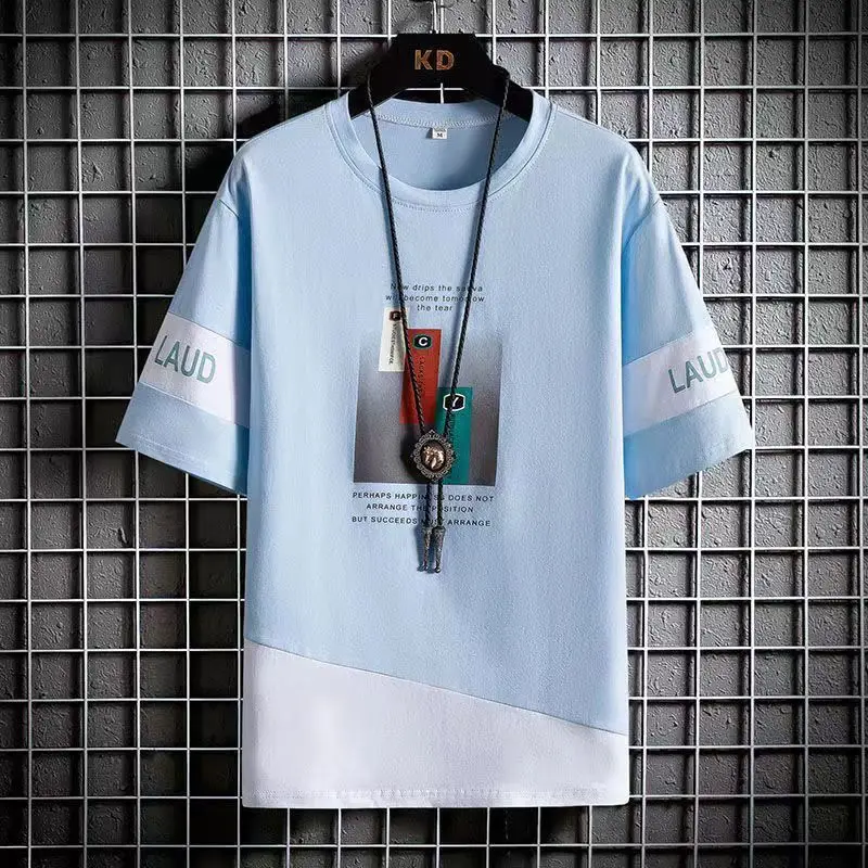Summer New Short-sleeved T-shirt Boys Green White Slim Fit - Image 4