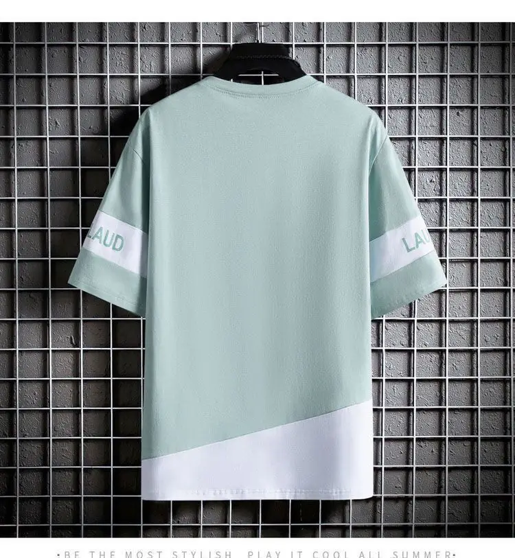 Summer New Short-sleeved T-shirt Boys Green White Slim Fit — feature 16