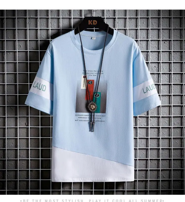 Summer New Short-sleeved T-shirt Boys Green White Slim Fit — feature 17