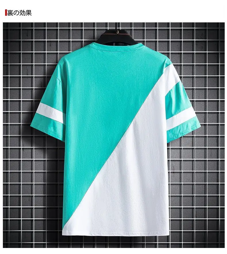 Summer New Short-sleeved T-shirt Boys Green White Slim Fit — feature 30