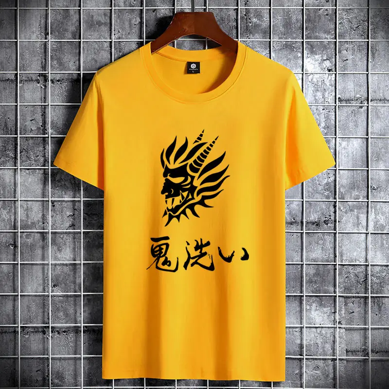 Men Cotton Short Sleeve T-Shirt Light Blue with Dragon Print — feature 6