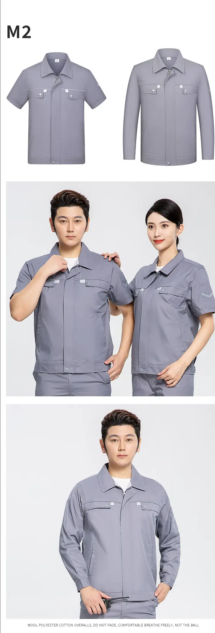 Men & Women Blue Auto Repair Work Suit Set — feature 11