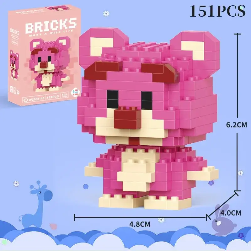 Lego Strawberry Bear Micro Particle Building Blocks Puzzle - Image 6