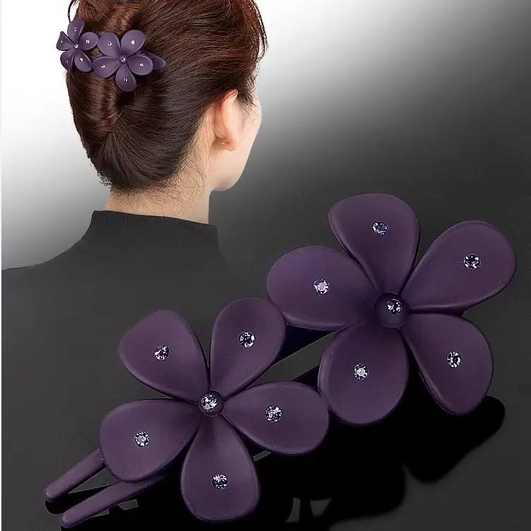 Purple Flower Hair Clips for Women Elegant Net Clip - Image 11