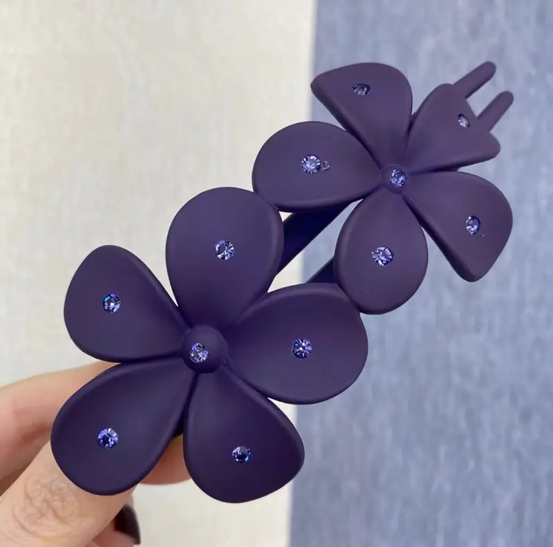 Purple Flower Hair Clips for Women Elegant Net Clip - Image 5
