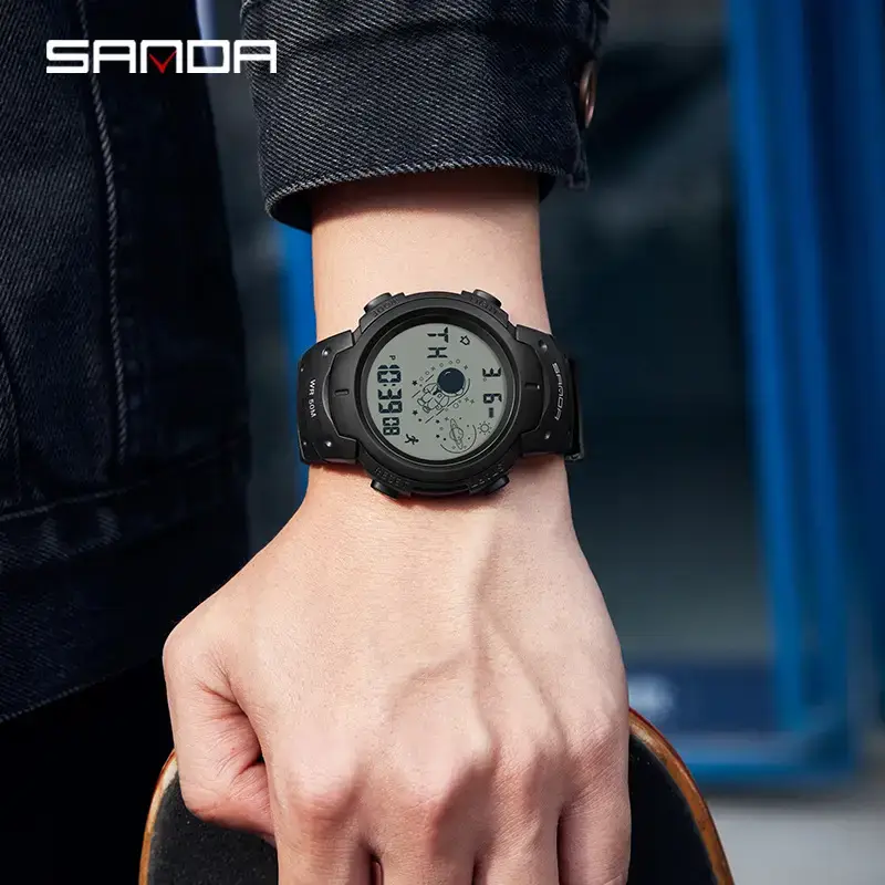 Sanda Astronaut Digital Watch 60m WR Olive Green - Image 11