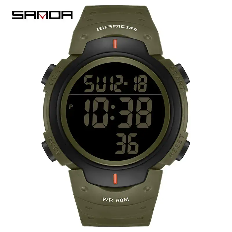 Sanda Astronaut Digital Watch 60m WR Olive Green - Image 7