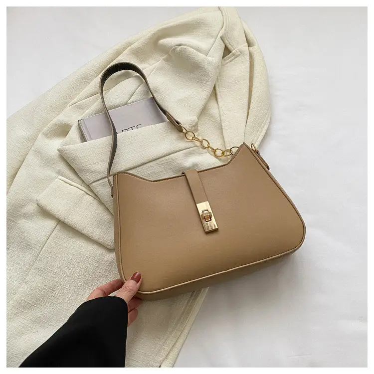 Women's Niche Design Crossbody Bag Solid Beige 2023 - Image 3