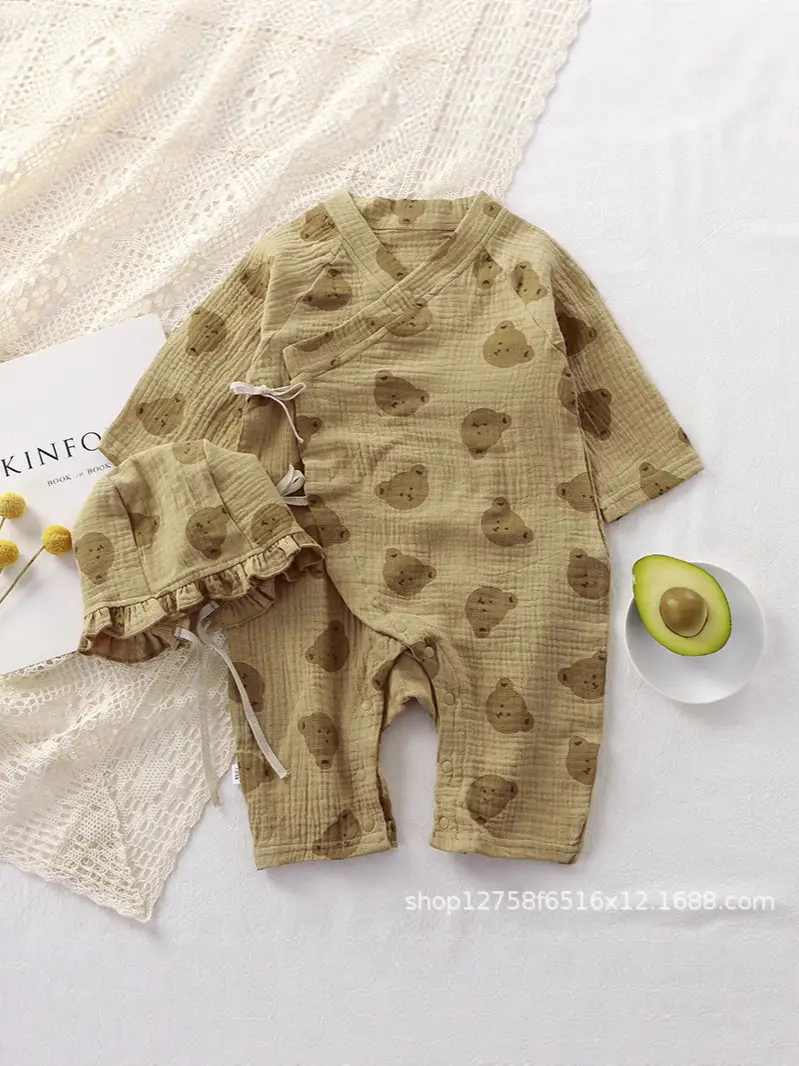 Baby Cotton Long Sleeve Jumpsuit Set with Heart Print - Image 10