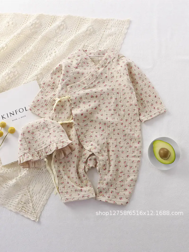 Baby Cotton Long Sleeve Jumpsuit Set with Heart Print - Image 11