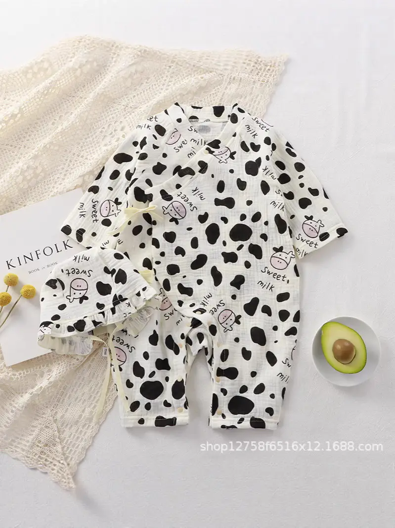 Baby Cotton Long Sleeve Jumpsuit Set with Heart Print - Image 12