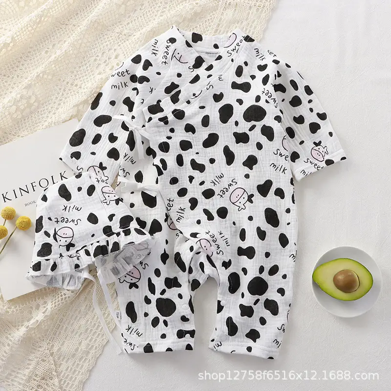 Baby Cotton Long Sleeve Jumpsuit Set with Heart Print - Image 3
