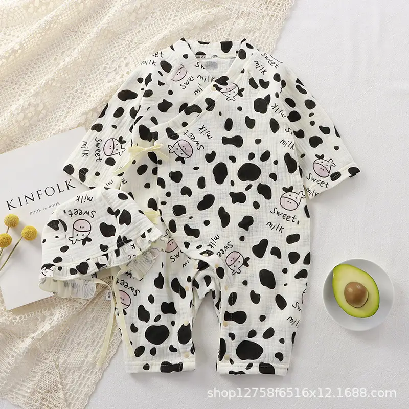 Baby Cotton Long Sleeve Jumpsuit Set with Heart Print - Image 5
