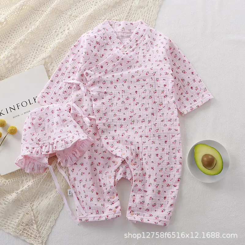 Baby Cotton Long Sleeve Jumpsuit Set with Heart Print - Image 7