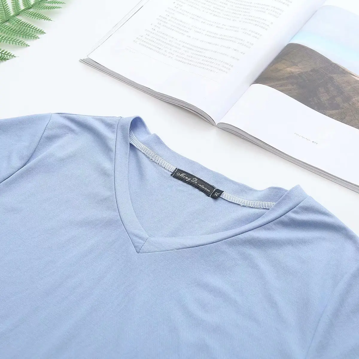 2024 Summer Light Blue Slim Fit Women's Top - Image 3