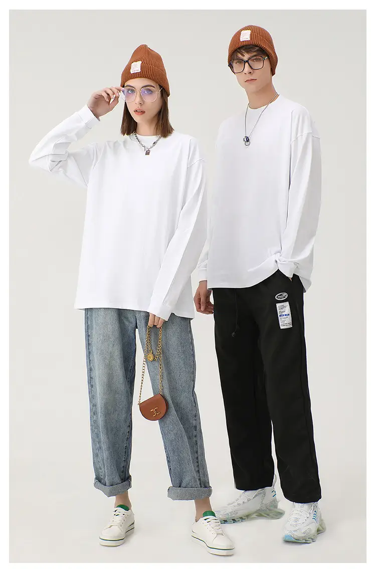 Men's Orange Long Sleeve Cotton T-Shirt 260g — feature 11