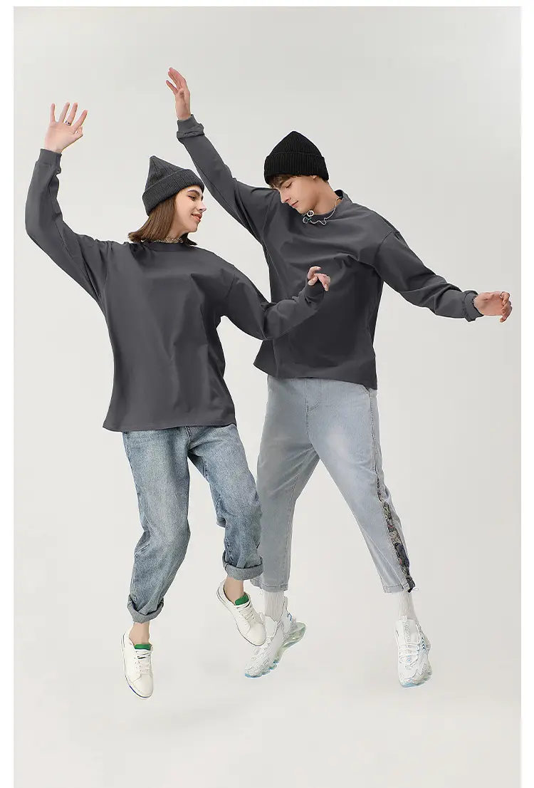 Men's Orange Long Sleeve Cotton T-Shirt 260g — feature 13