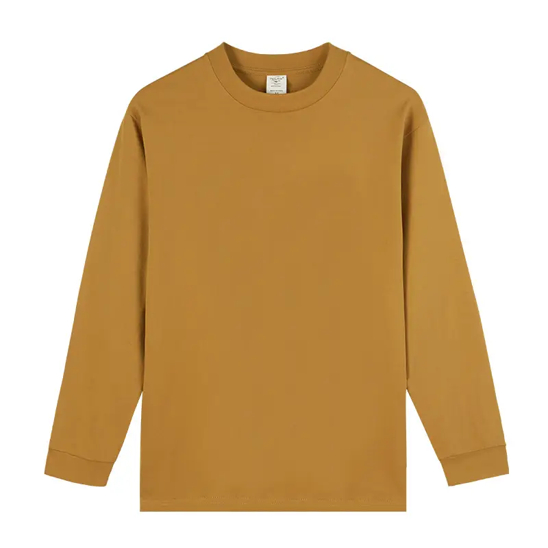 Men's Orange Long Sleeve Cotton T-Shirt 260g - Image 4