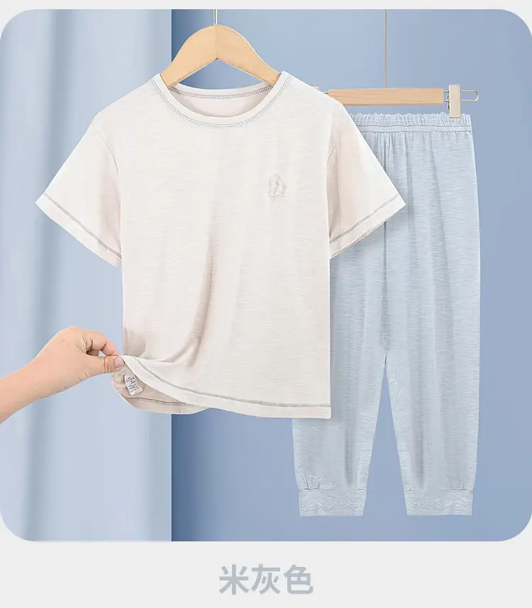 Summer T-Shirt Shorts Set for Boys Girls Solid Color — feature 14