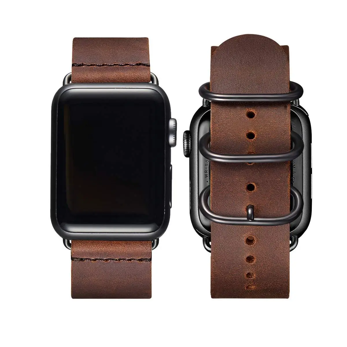 Apple Watch 3 Ring Buckle Frosted Leather Strap 22mm