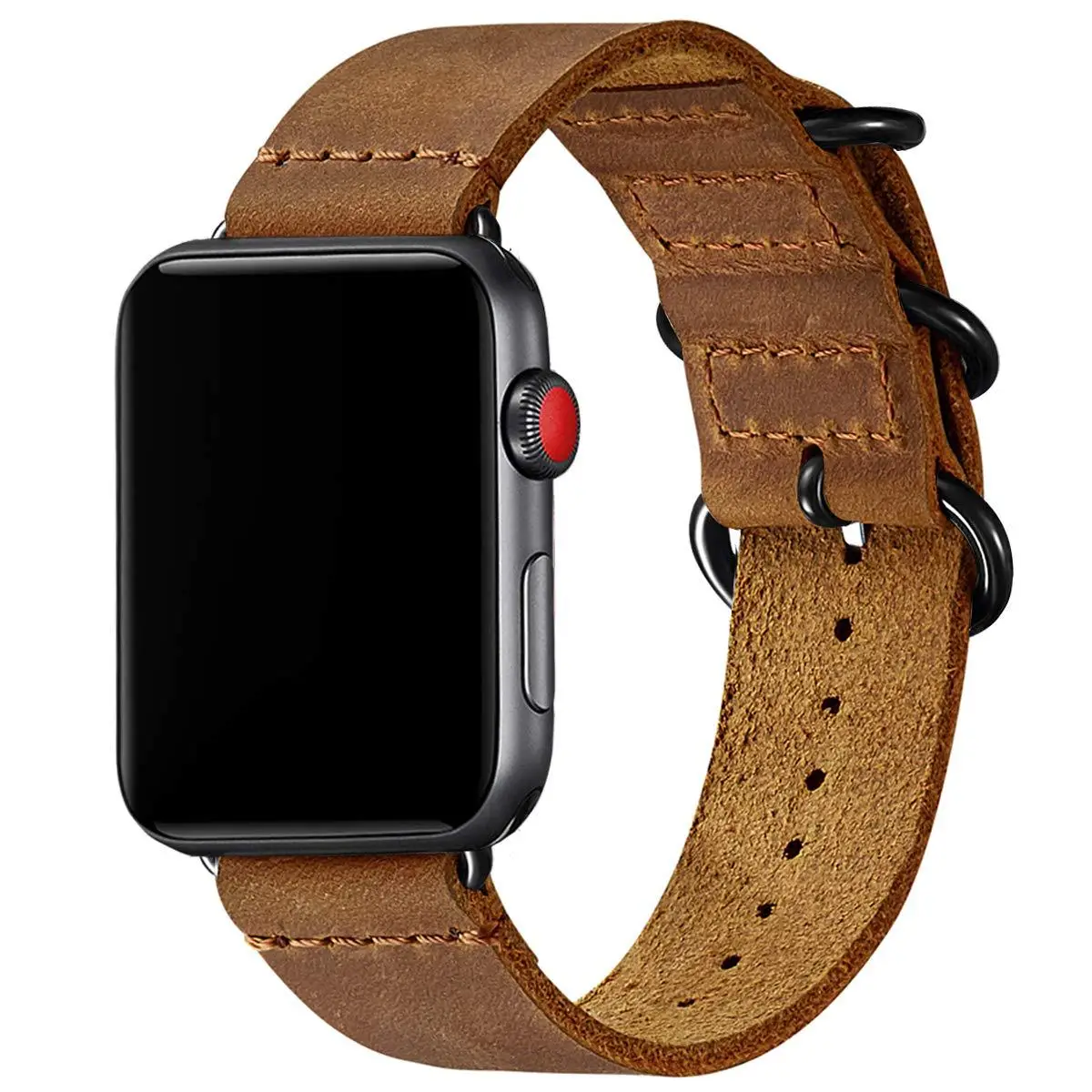 Apple Watch 3 Ring Buckle Frosted Leather Strap 22mm — feature 10