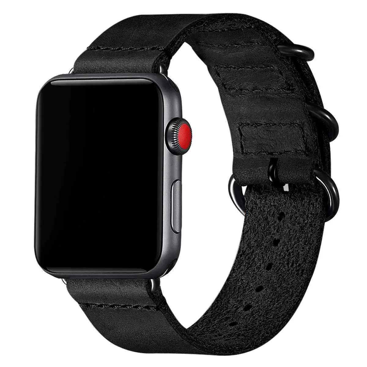 Apple Watch 3 Ring Buckle Frosted Leather Strap 22mm — feature 11