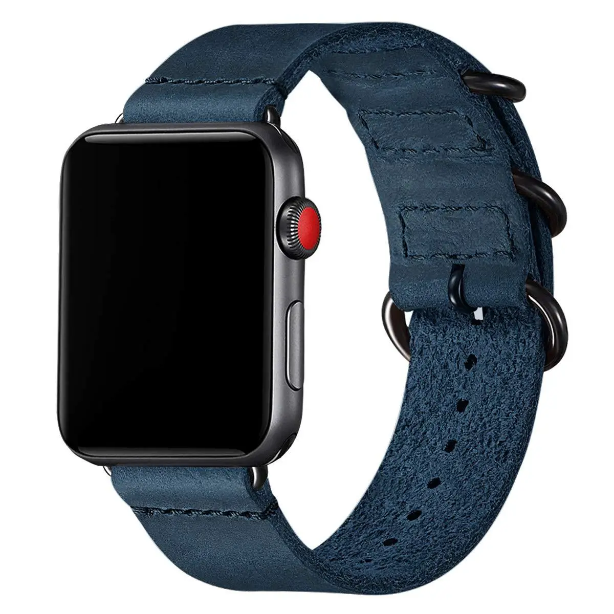 Apple Watch 3 Ring Buckle Frosted Leather Strap 22mm — feature 12