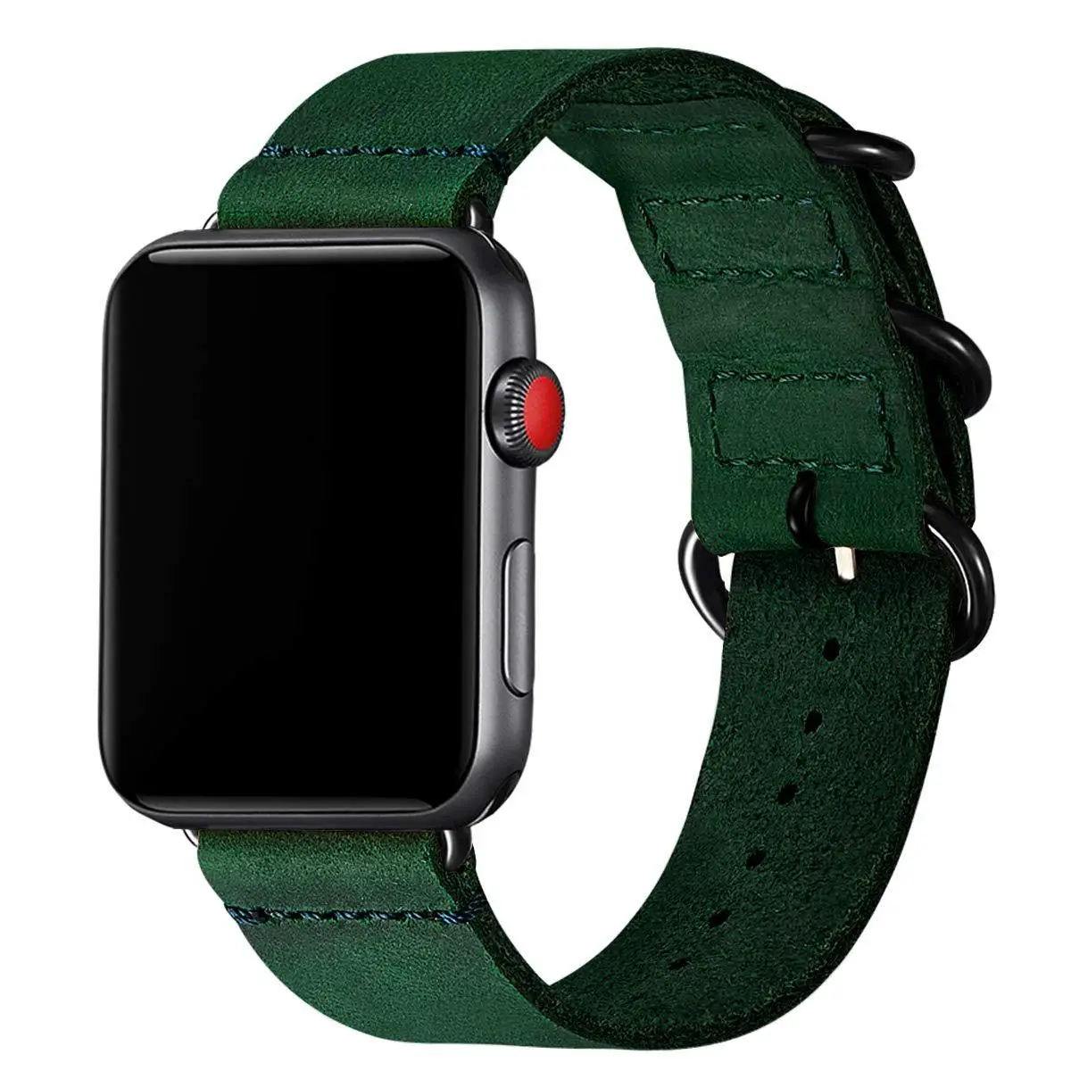 Apple Watch 3 Ring Buckle Frosted Leather Strap 22mm — feature 14