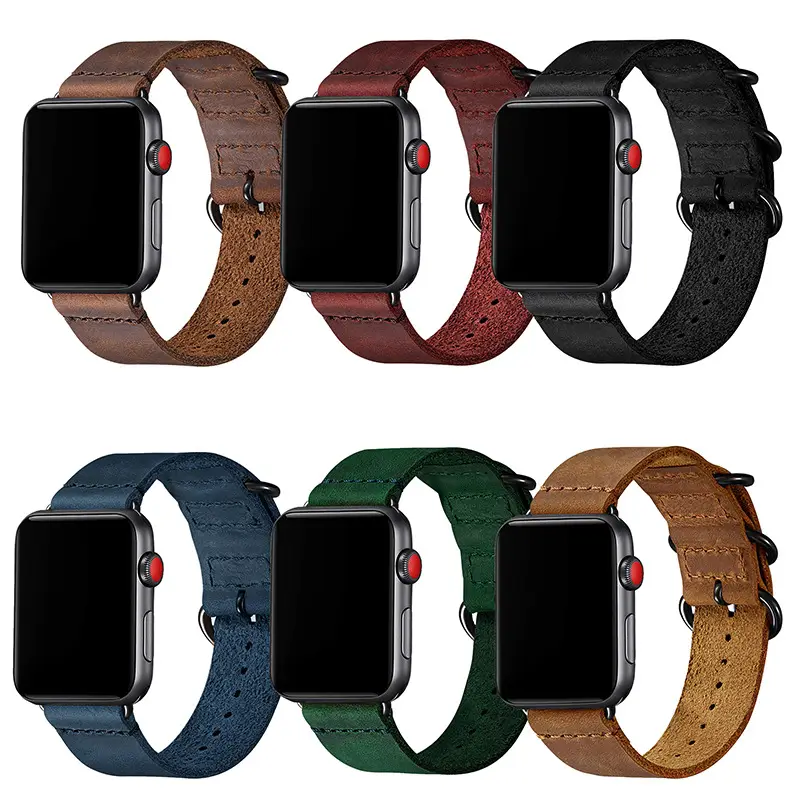 Apple Watch 3 Ring Buckle Frosted Leather Strap 22mm — feature 2
