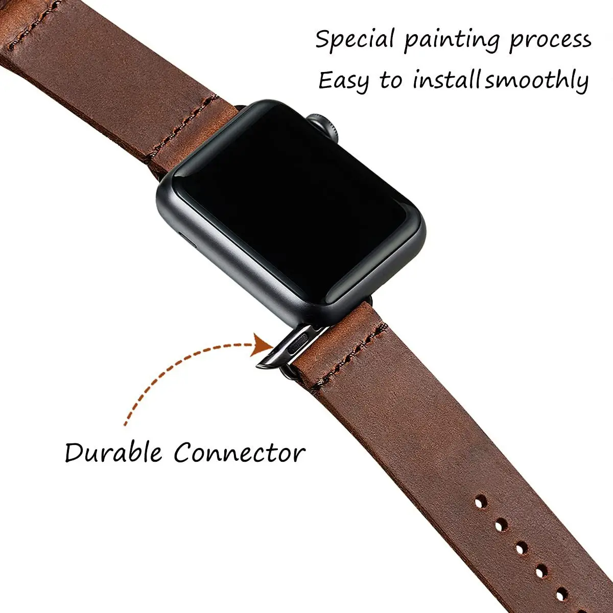 Apple Watch 3 Ring Buckle Frosted Leather Strap 22mm — feature 6
